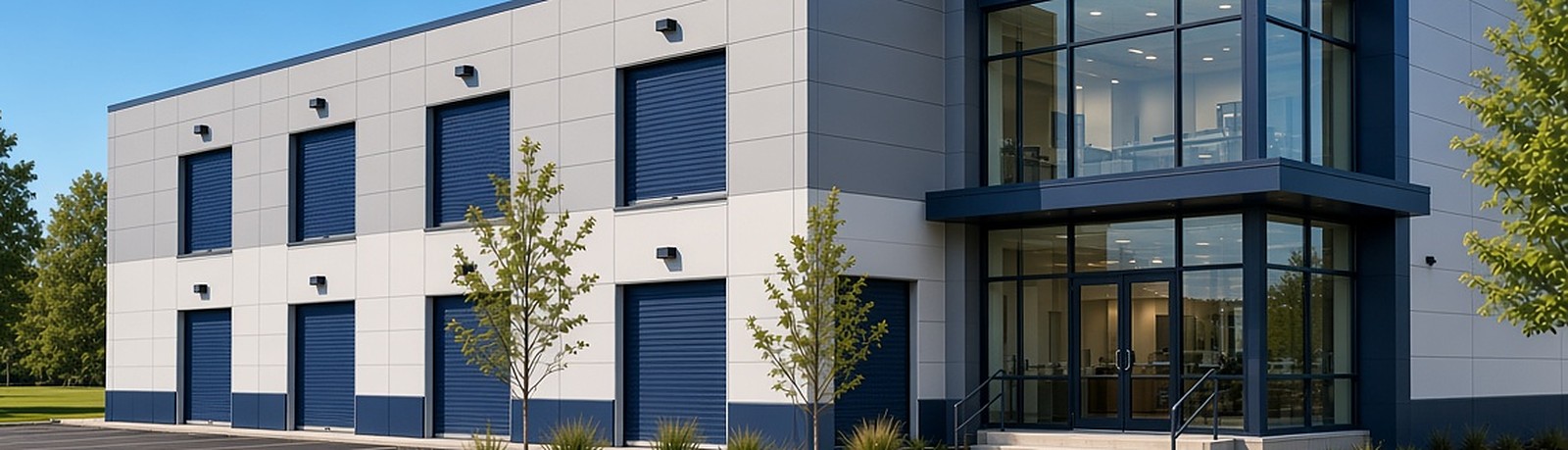 Climate-controlled self-storage building facade