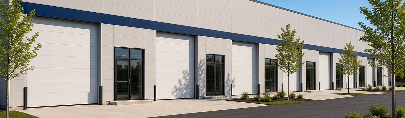 Small-bay flex warehouse with overhead doors